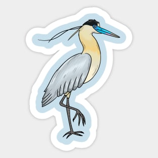 Capped heron bird cartoon illustration Sticker